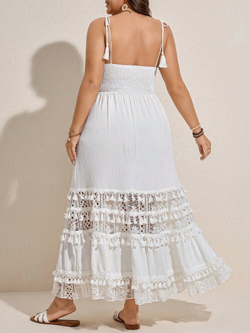 White Sexy boho Women's Plus Size Boho Beach Dresses - Picture 2 of 8